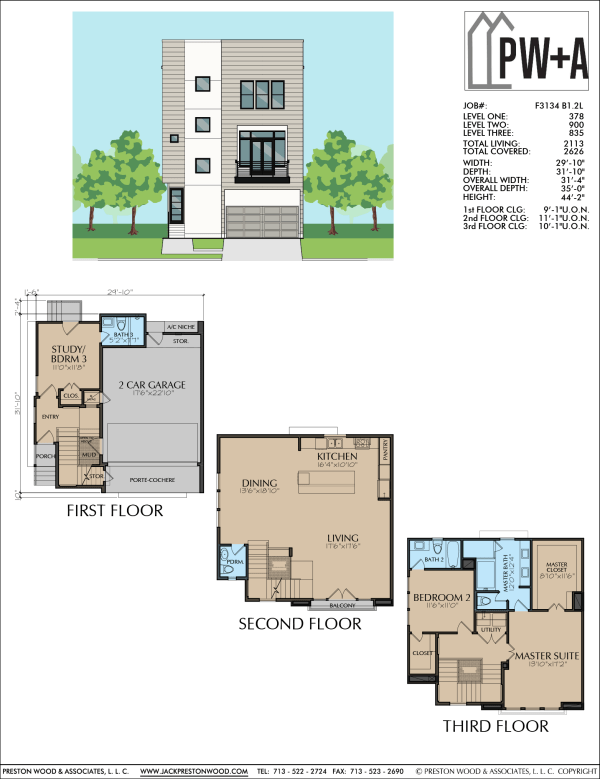 Three Story Townhome Plan F3134 B1