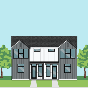 Two Story Duplex Townhome Plan F3180