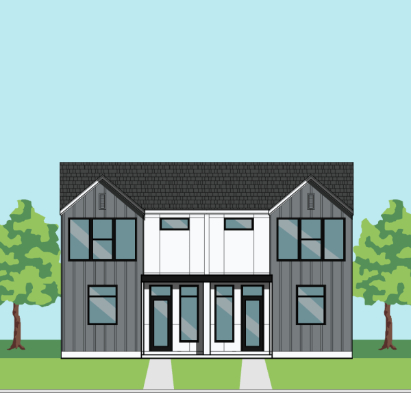 Two Story Duplex Townhome Plan F3180