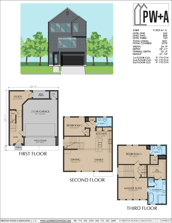 Three Story Townhome Plan F1203 A1.1