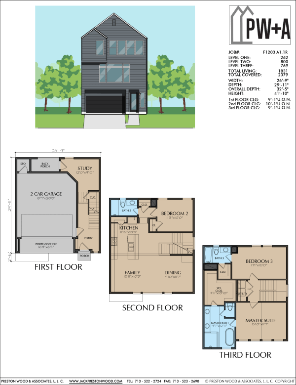 Three Story Townhome Plan F1203 A1.1