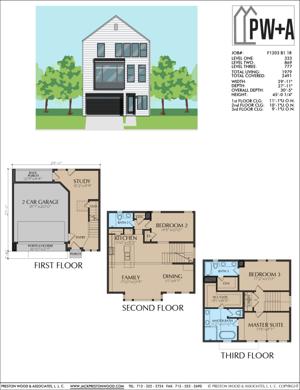 Three Story Townhome Plan F1203 B1.1