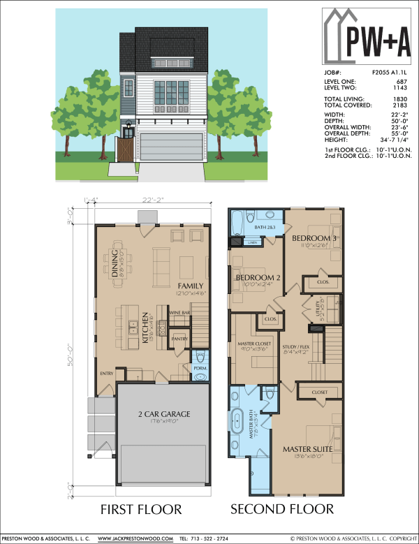 Two Story Townhome Plan F2055 A1