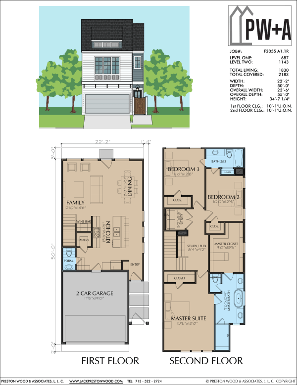 Two Story Townhome Plan F2055 A1