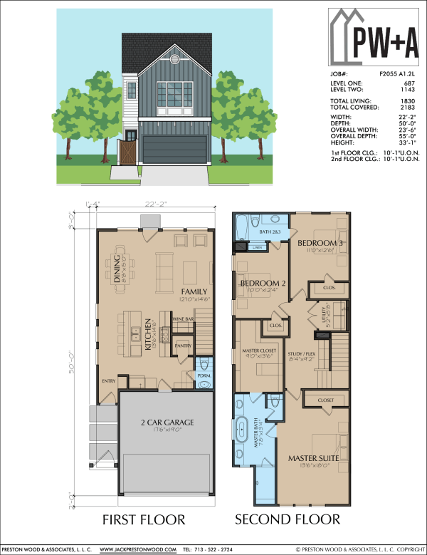 Two Story Townhome Plan F2055 A1