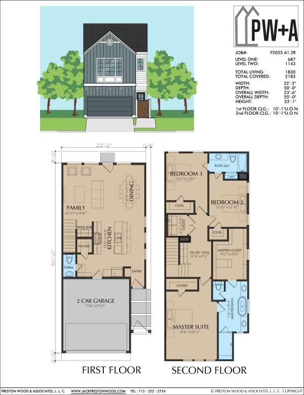 Two Story Townhome Plan F2055 A1