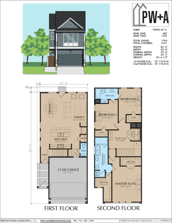 Two Story Townhome Plan F2055 A2