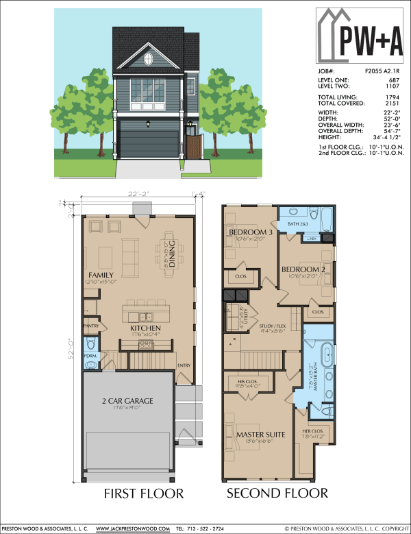 Two Story Townhome Plan F2055 A2