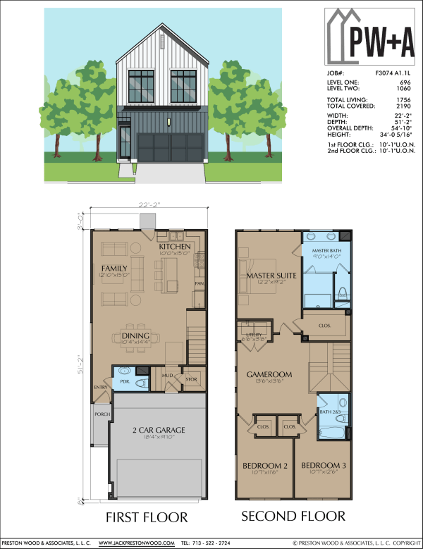 Two Story Townhome Plan F3074 A1