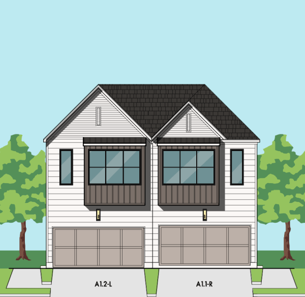 Two Story Duplex Townhome Plan F3138 A1